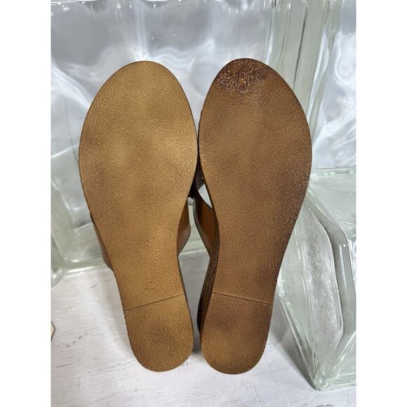 Mariella Made in Italy Floral Wedge Women's Sandals Leather Tan Multi Size 9M - Picture 5 of 6